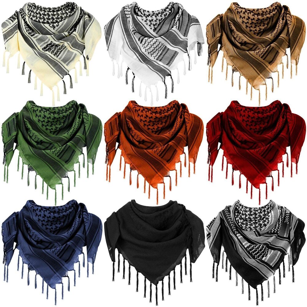 8806 9 Pcs Shemagh Scarf Military Shemagh with Tassel Arab Cotton Tactical